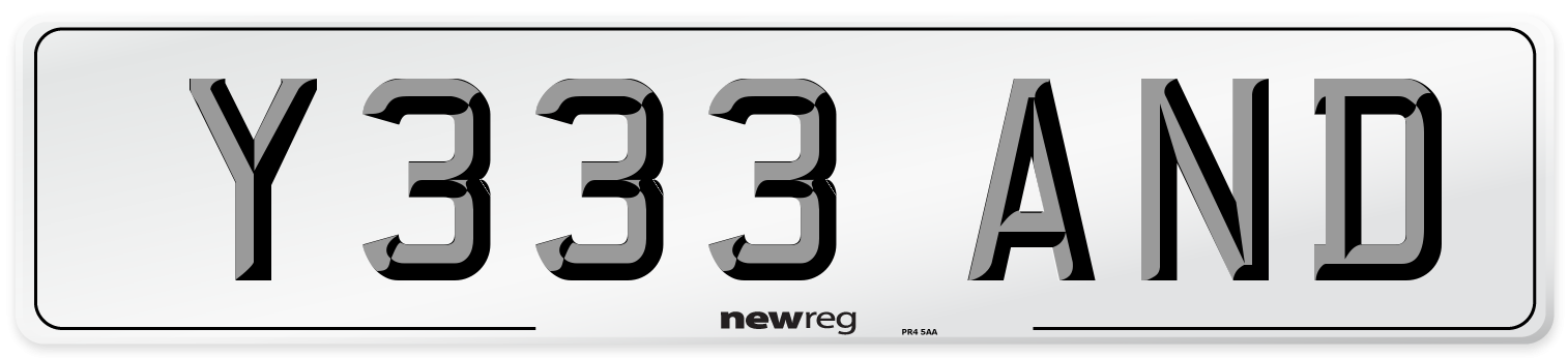 Y333 AND Number Plate from New Reg